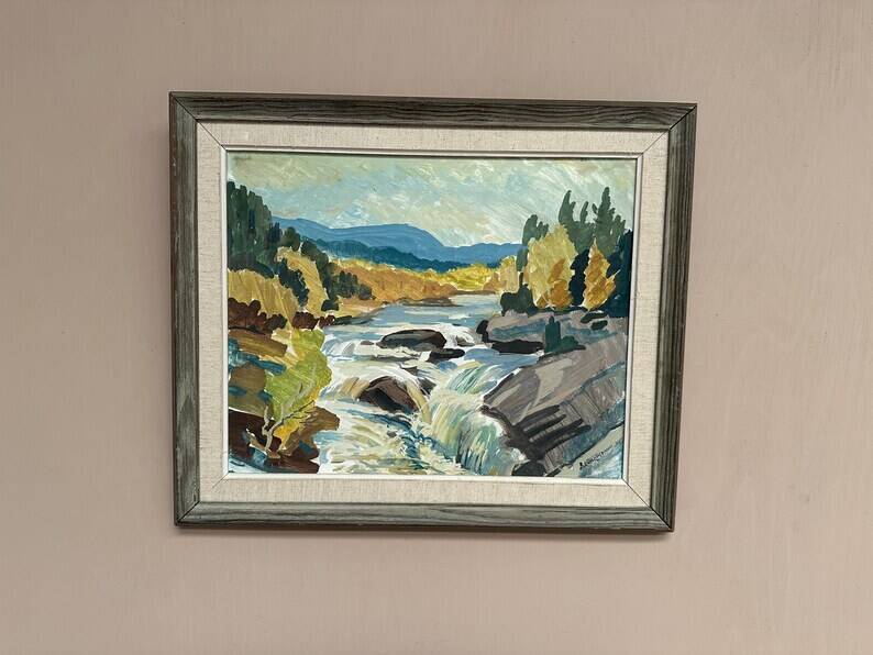 Original Swedish Oil on Panel – “Landscape With Water” by B. Lundqvist – Vintage & Framed – 56 × 48 cm (22" × 18.8")