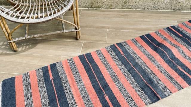 VINTAGE 80s Cotton Kilim RUG