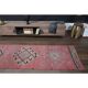 1970s Turkish Oushak Handmade Wool Cotton Pink Area Rug 84x304