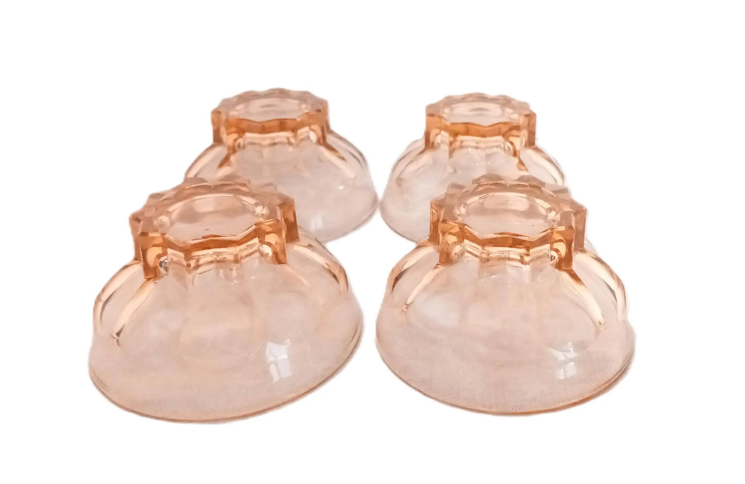 Set of 4 antique pink glass bowls