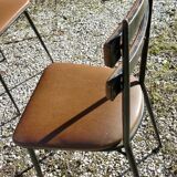Pair of metal and imitation leather chairs 1950