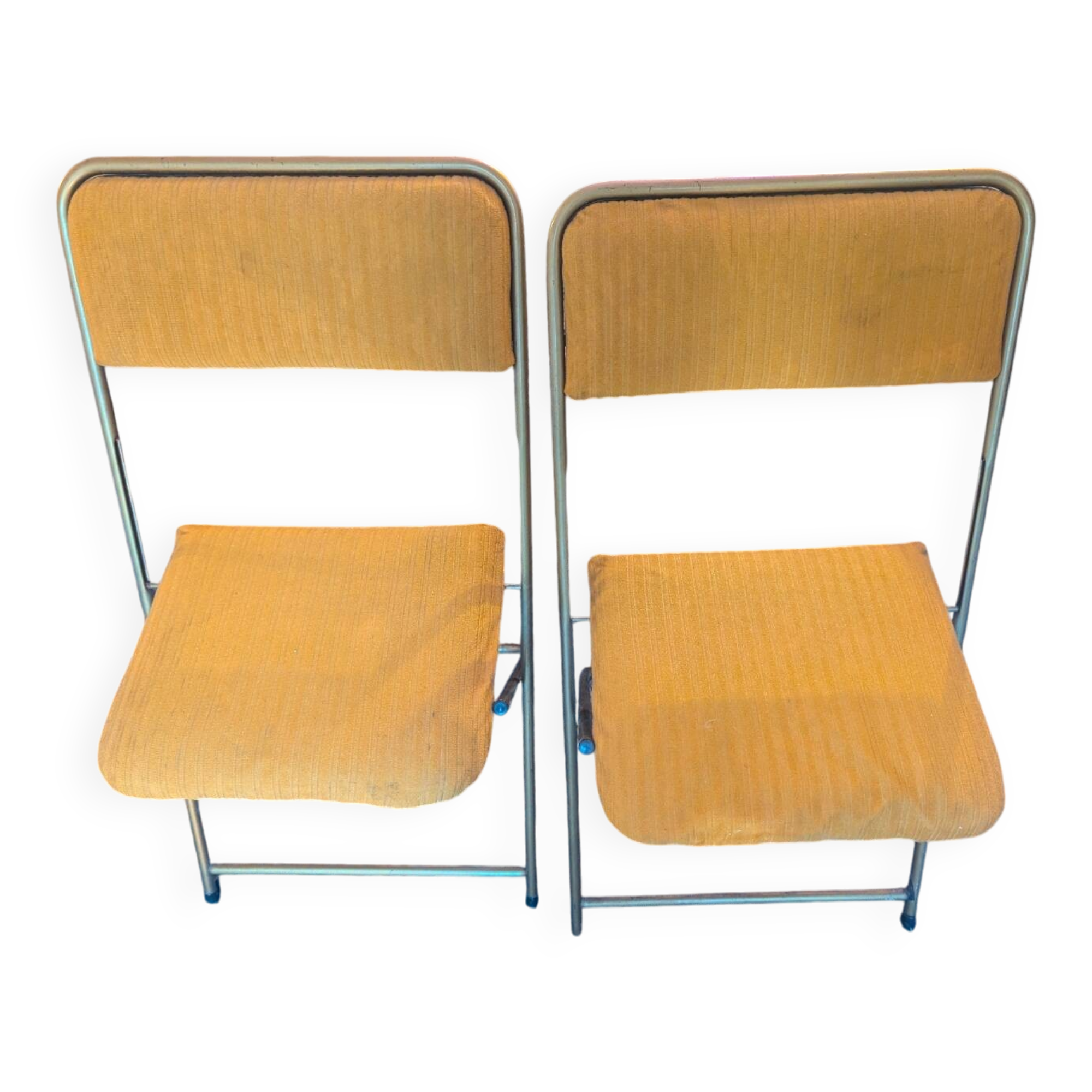 Paire de chaises opéra Lafuma en velours jaune