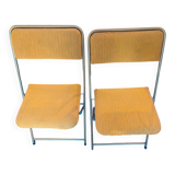 Paire de chaises opéra Lafuma en velours jaune