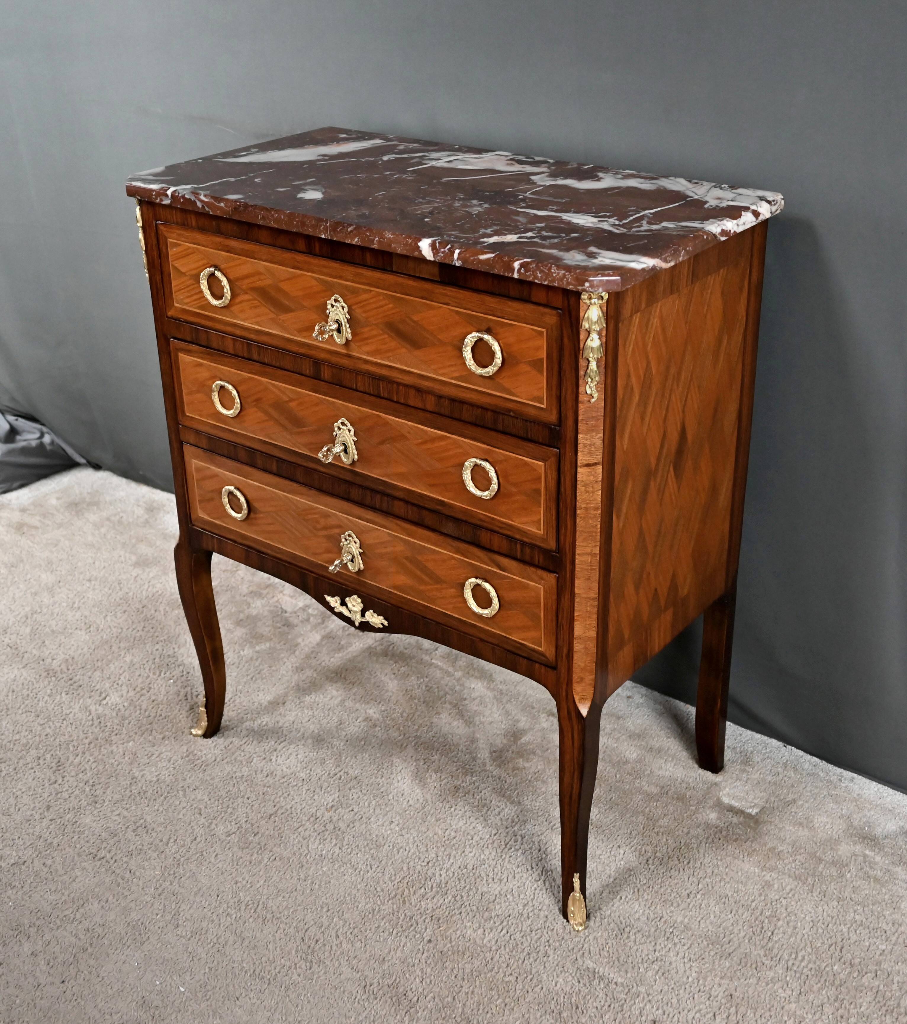 Marquetry Commode, Transitional Style Louis XV Louis XVI – Mid 20th Century