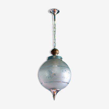 Ball pendant lamp, frosted glass globe, patterned glass lampshade, interior decoration