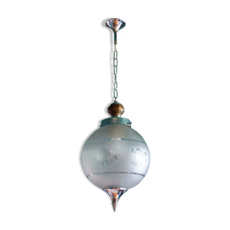 Suspension boule, globe verre dépoli, abat-jour verre à motifs, déco intérieur