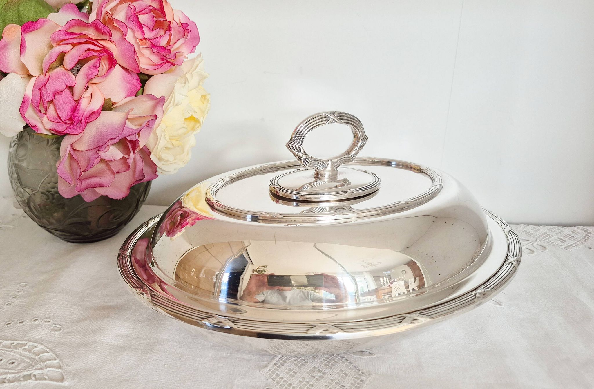 Oval silver-plated metal dishes, Dublin, serving dish, vegetable dish