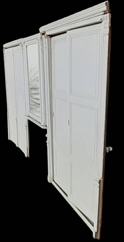 19th century woodwork 2x2 Louis Philippe mirror doors H2.46m L4.5m