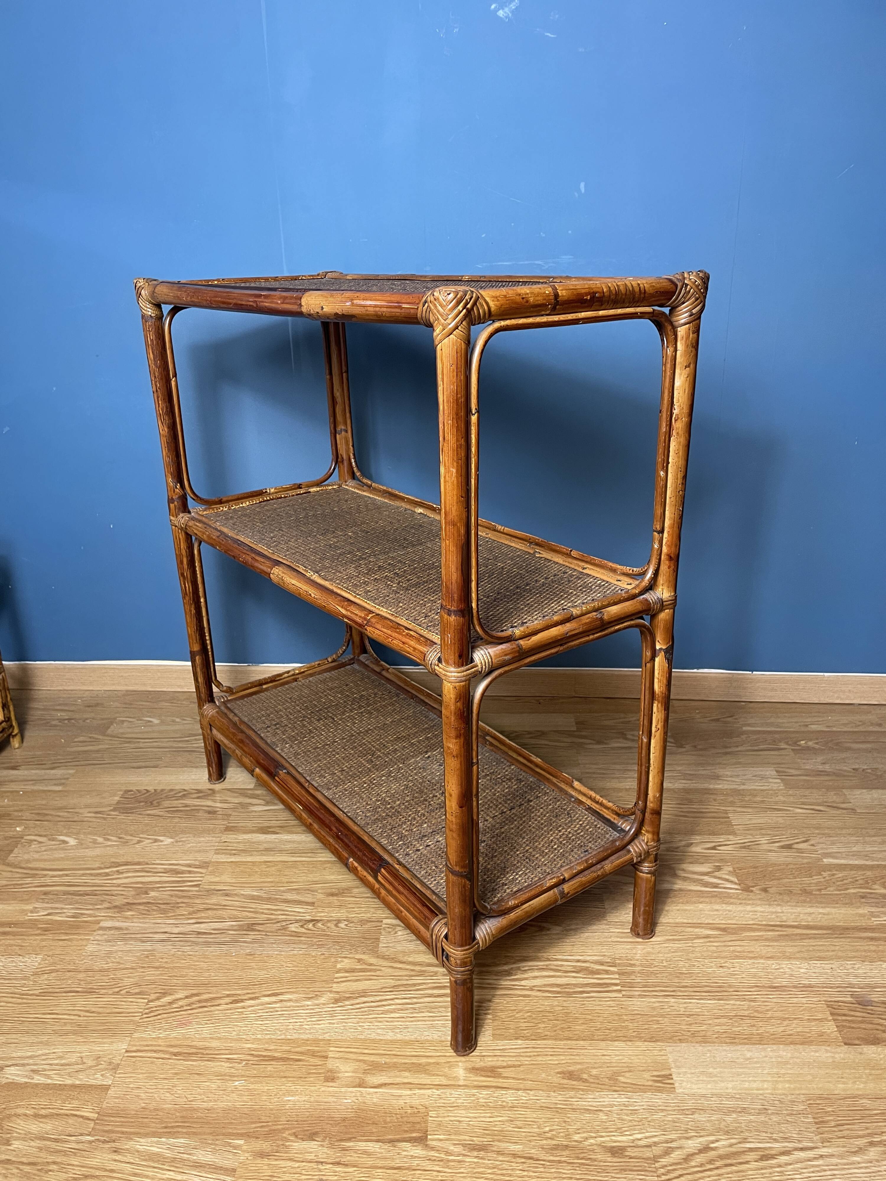 Vintage natural rattan shelf