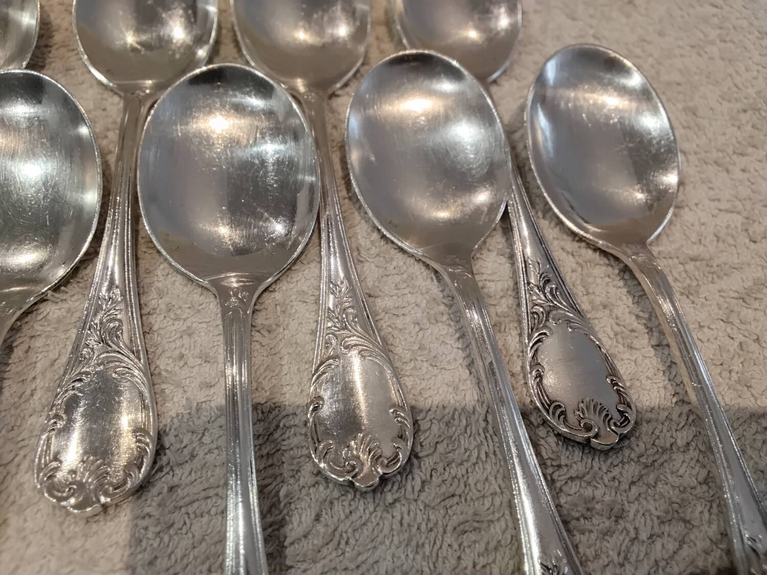10 silver-plated ice cream scoops, Christofle Marly silversmith, engraved HBC