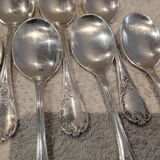 10 silver-plated ice cream scoops, Christofle Marly silversmith, engraved HBC