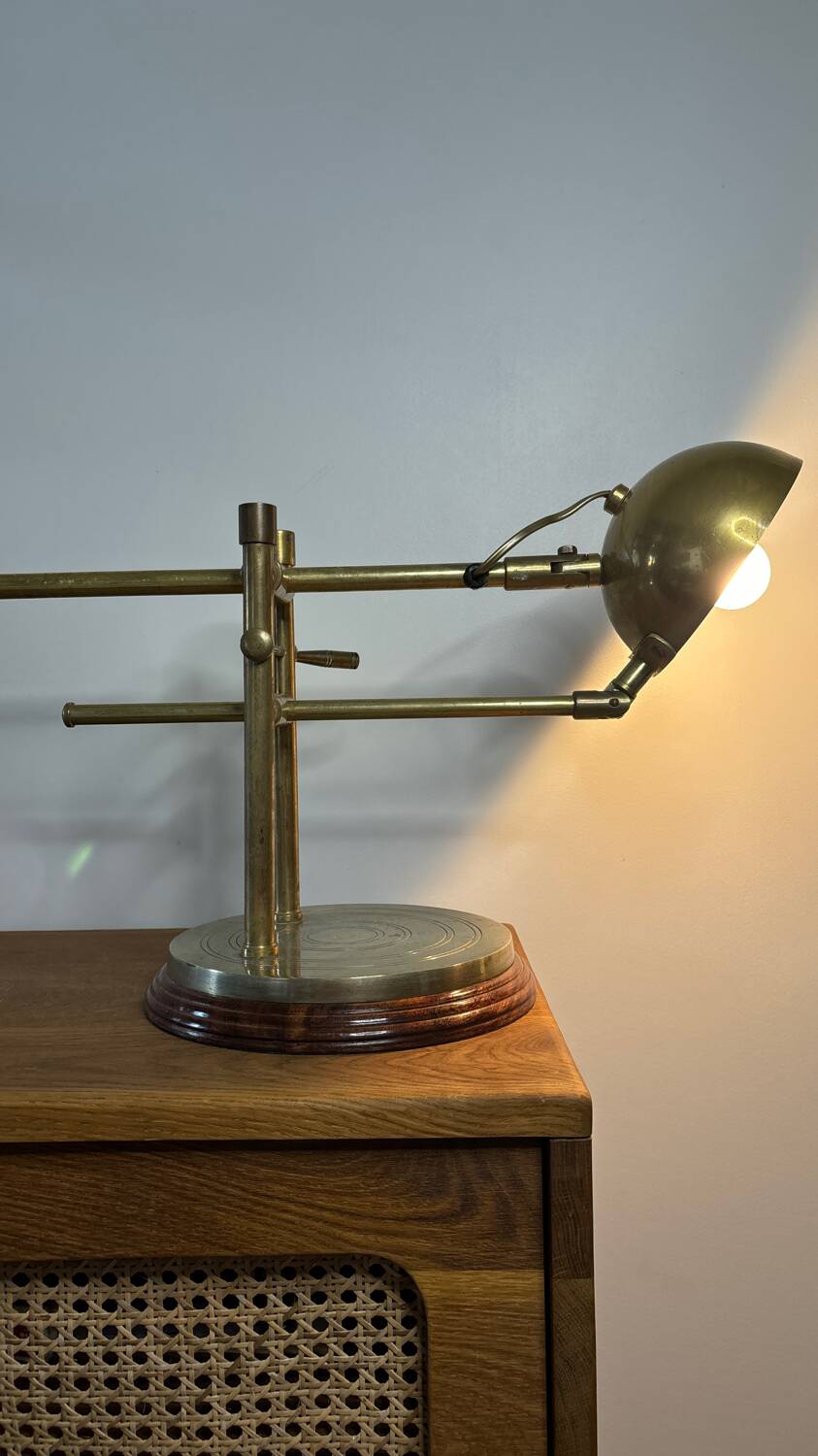 Adjustable brass desk lamp 1940s France