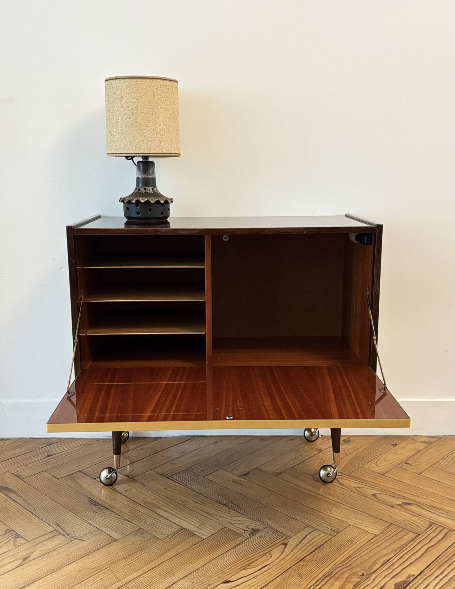 1960s bar cabinet on wheels
