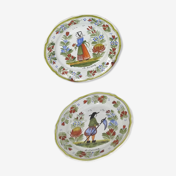 Assiettes bretonne anciennes porcelaine Hb Henriot Quimper céramiques françaises