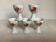 Cinq anciens coquetiers fleurs oranges et grises pied polygone