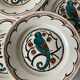 Dessert plates and serving dish, K&G Luneville, parakeet model.