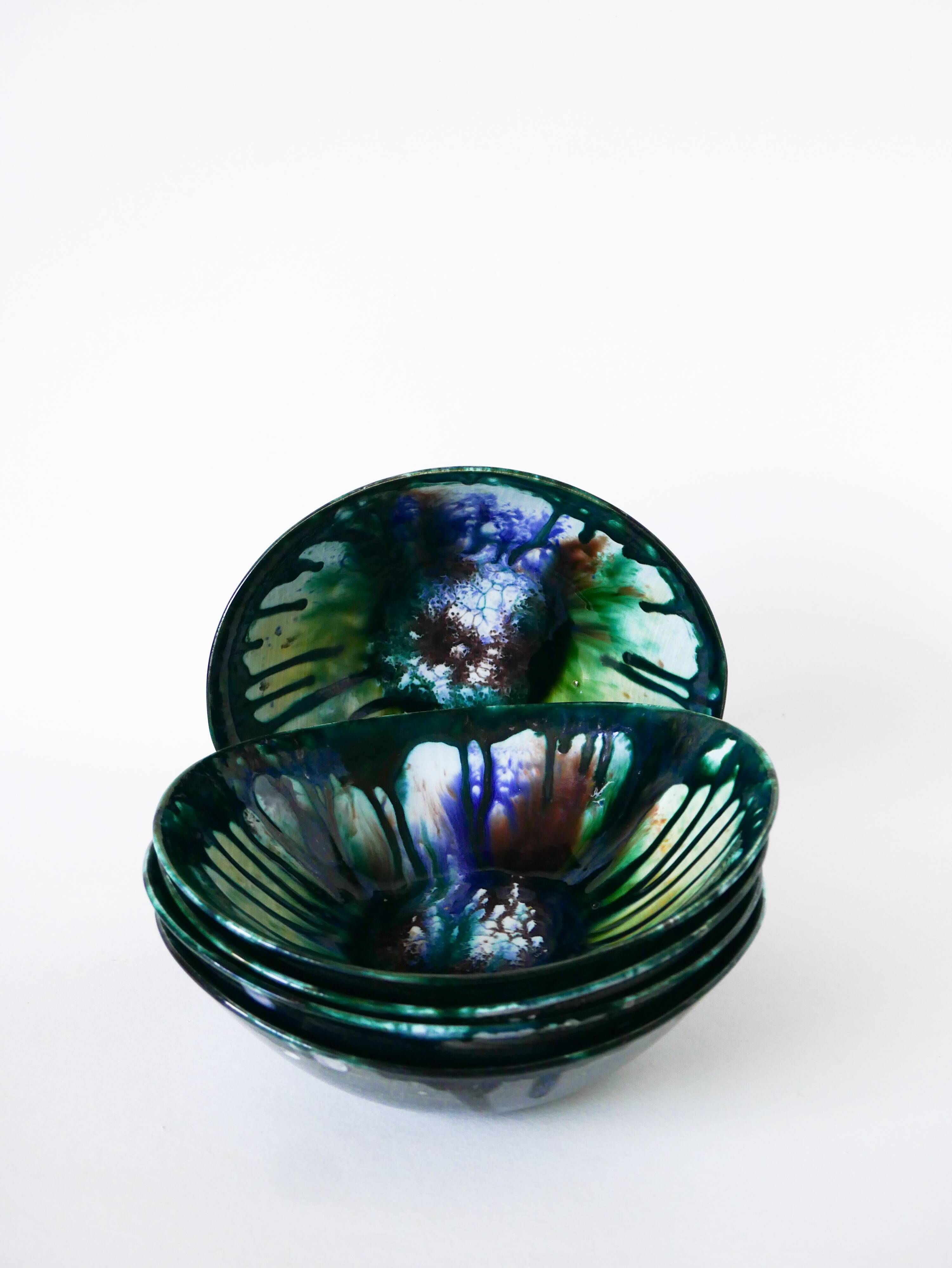 Set of 5 oval deep plates in ceramic from Morvan, 1970.