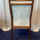 Set of 2 chairs and 2 armchairs in wood and gray velvet