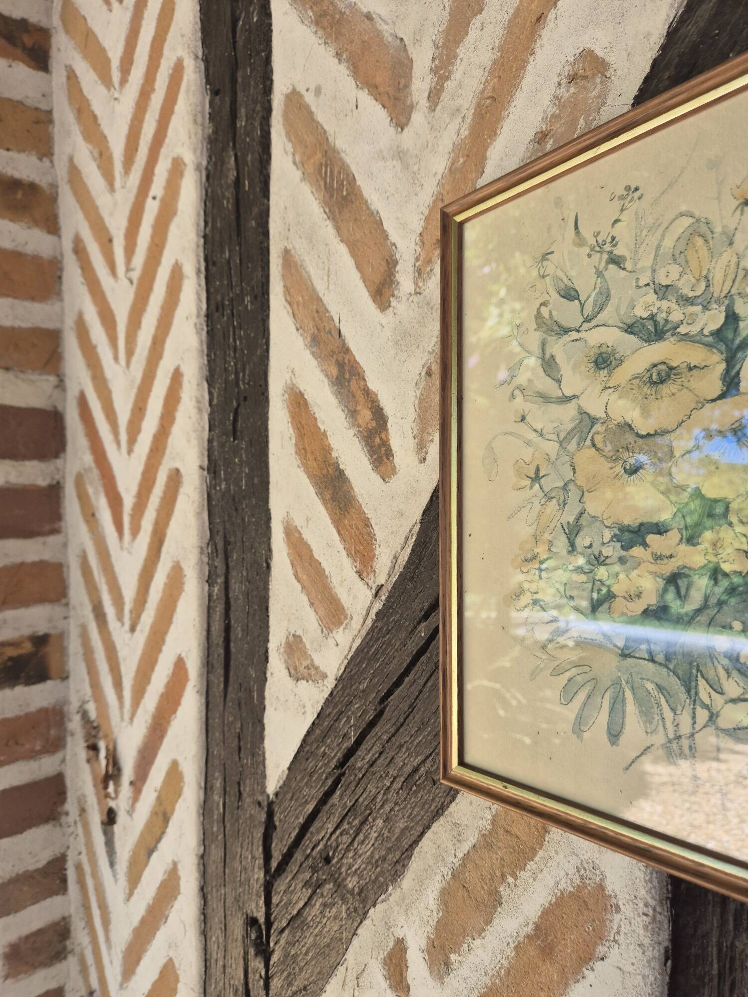 Faded flower frame painting