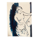 Tableau encre bleu indigo « modele féminin dessinant dans l.atelier »