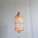 Large glass and brass suspension, lantern type, 1960.