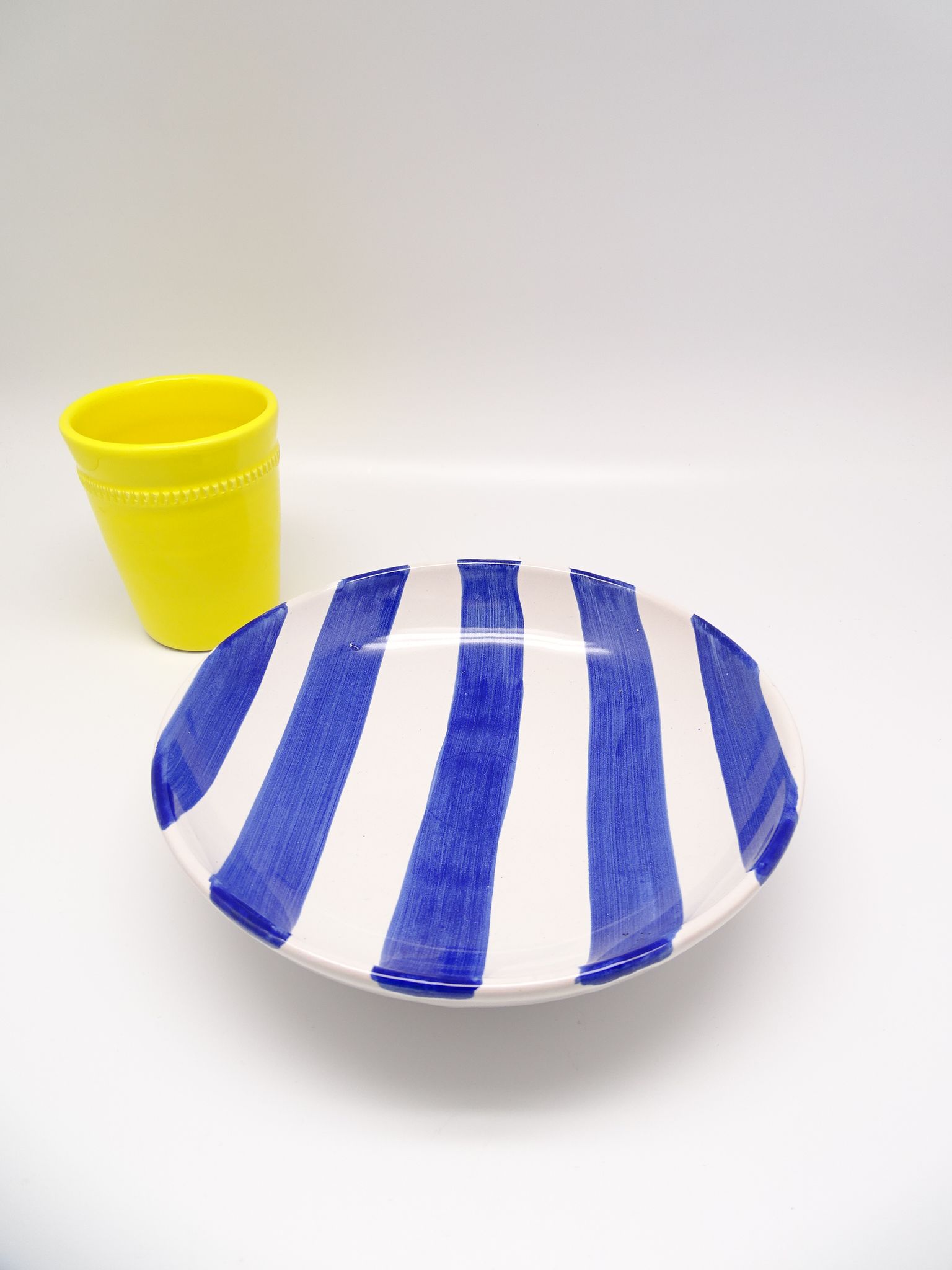 Assiette creuse en céramique bleue & blanche