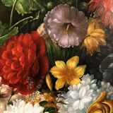 Peter Brooks. Huge still life with flowers and fruits. Oil on canvas 20th century. 2.2m x 1.7m