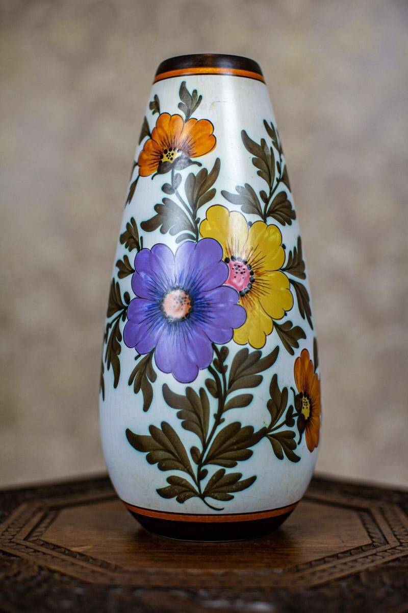Ceramic Vase in Floral Motifs, 1950s