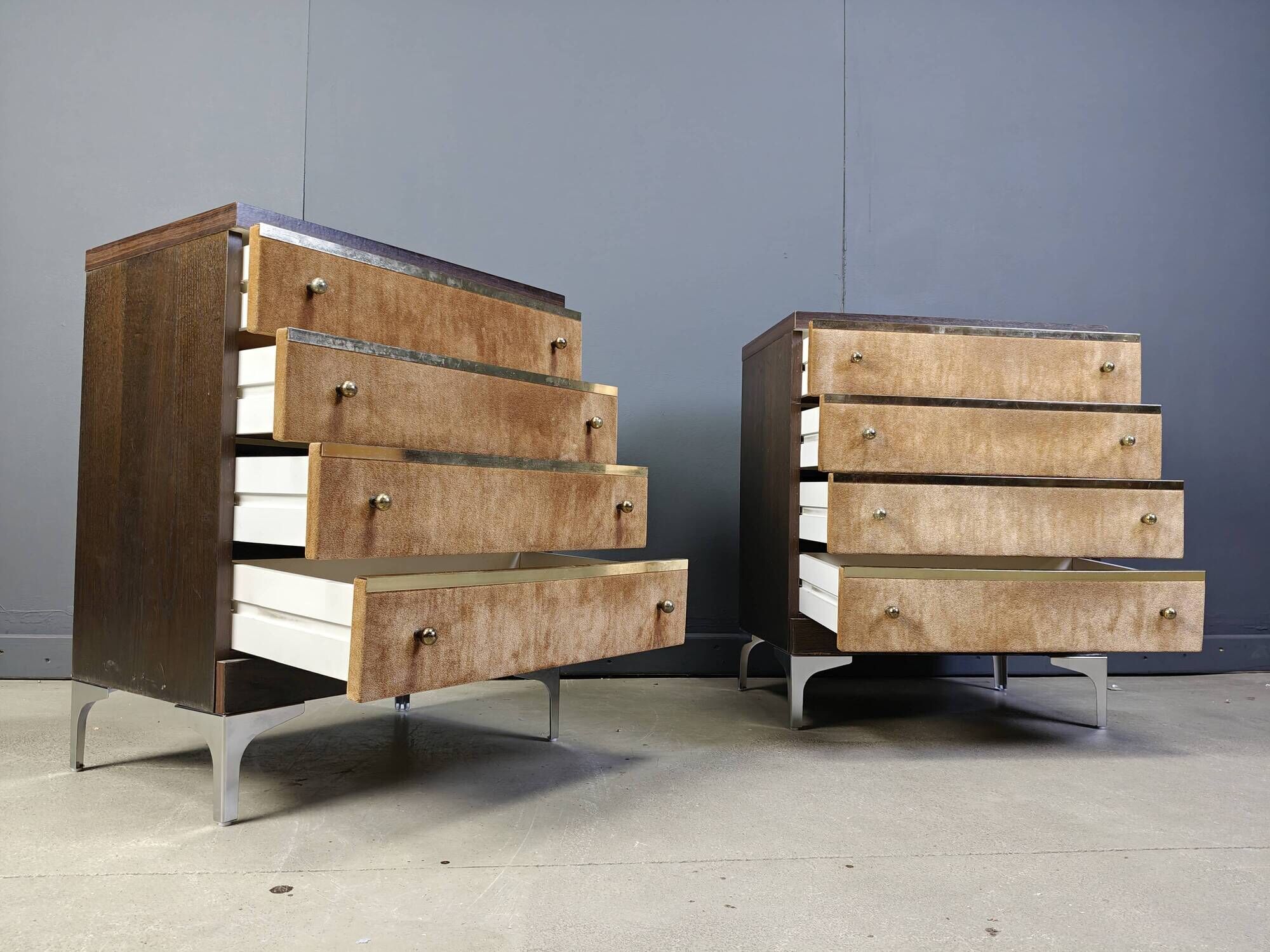 Pair of vintage italian chest of drawers, 1970s