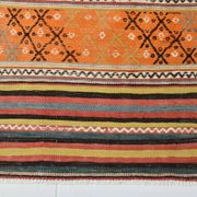 5x6 Vintage Red & Orange Striped Kilim Rug, 163x193Cm