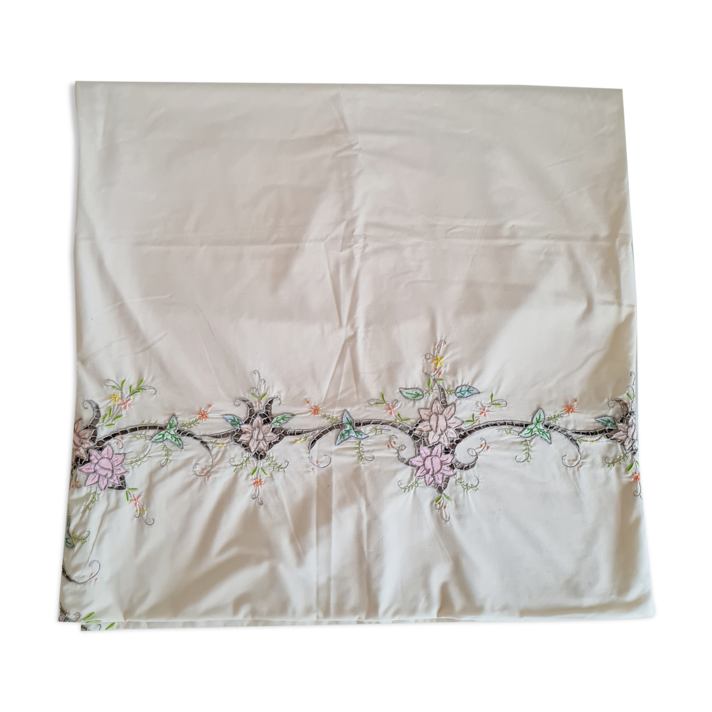 Antique embroidered tablecloth 254x166