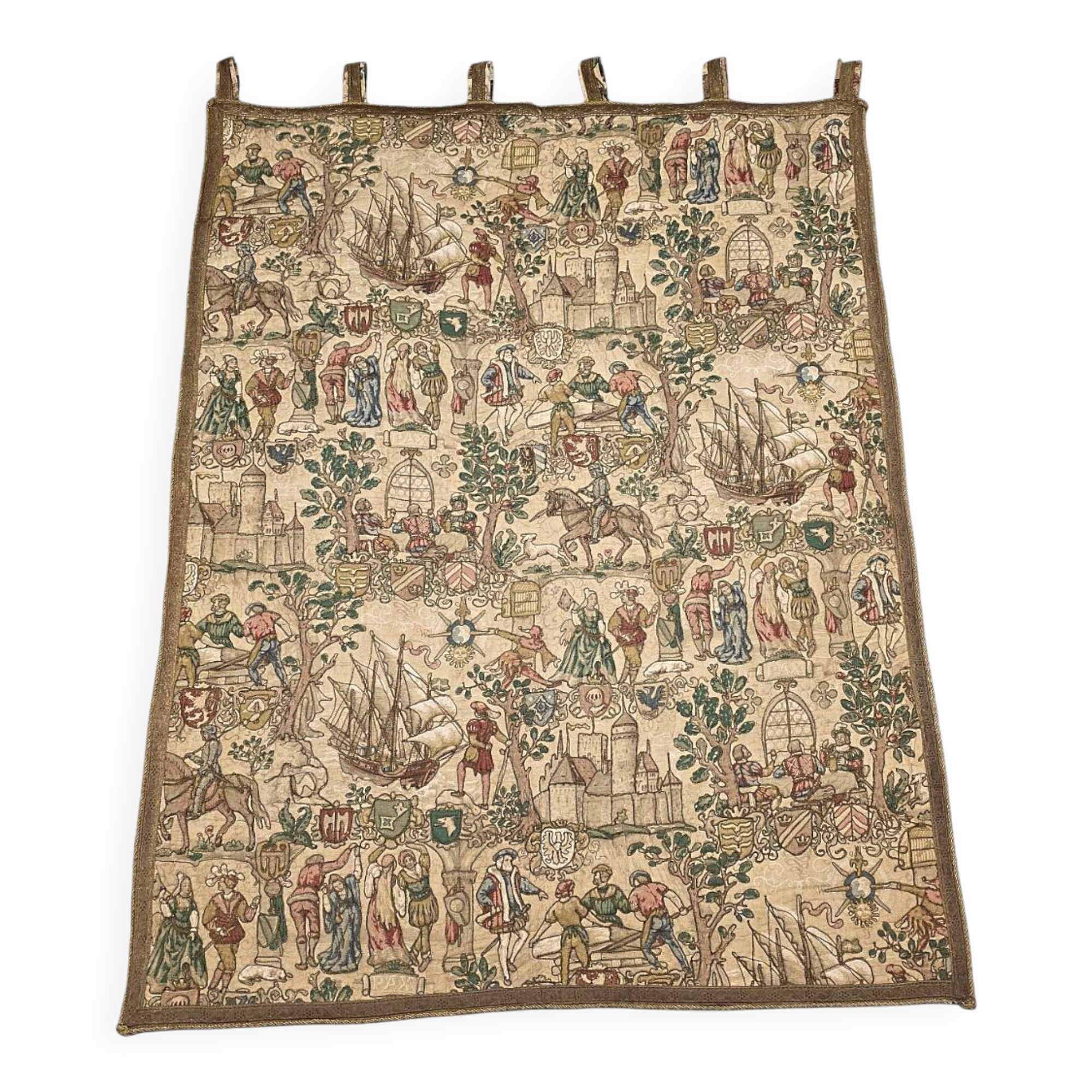 Vintage Rosel Wall Tapestry With Medieval Decor, 1950s