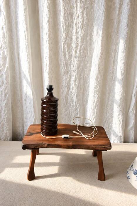 Sculptural ribbed ceramic table lamp Hungary 1970s