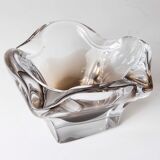 Murano ashtray transparent and smoked flower shape