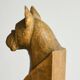 Sculpture of a boxer bookends in carved solid wood, mid-20th century.