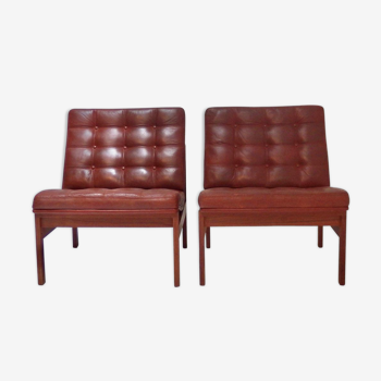 Pair of vintage armchairs by Ole Gjerlovs Knudsen and Torben Lind for France and SØn 1960