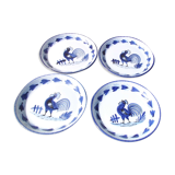 4 Quimper earthenware hollow plates decorated with blue rooster