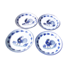 4 assiettes creuses en faïence de Quimper décor au coq bleu