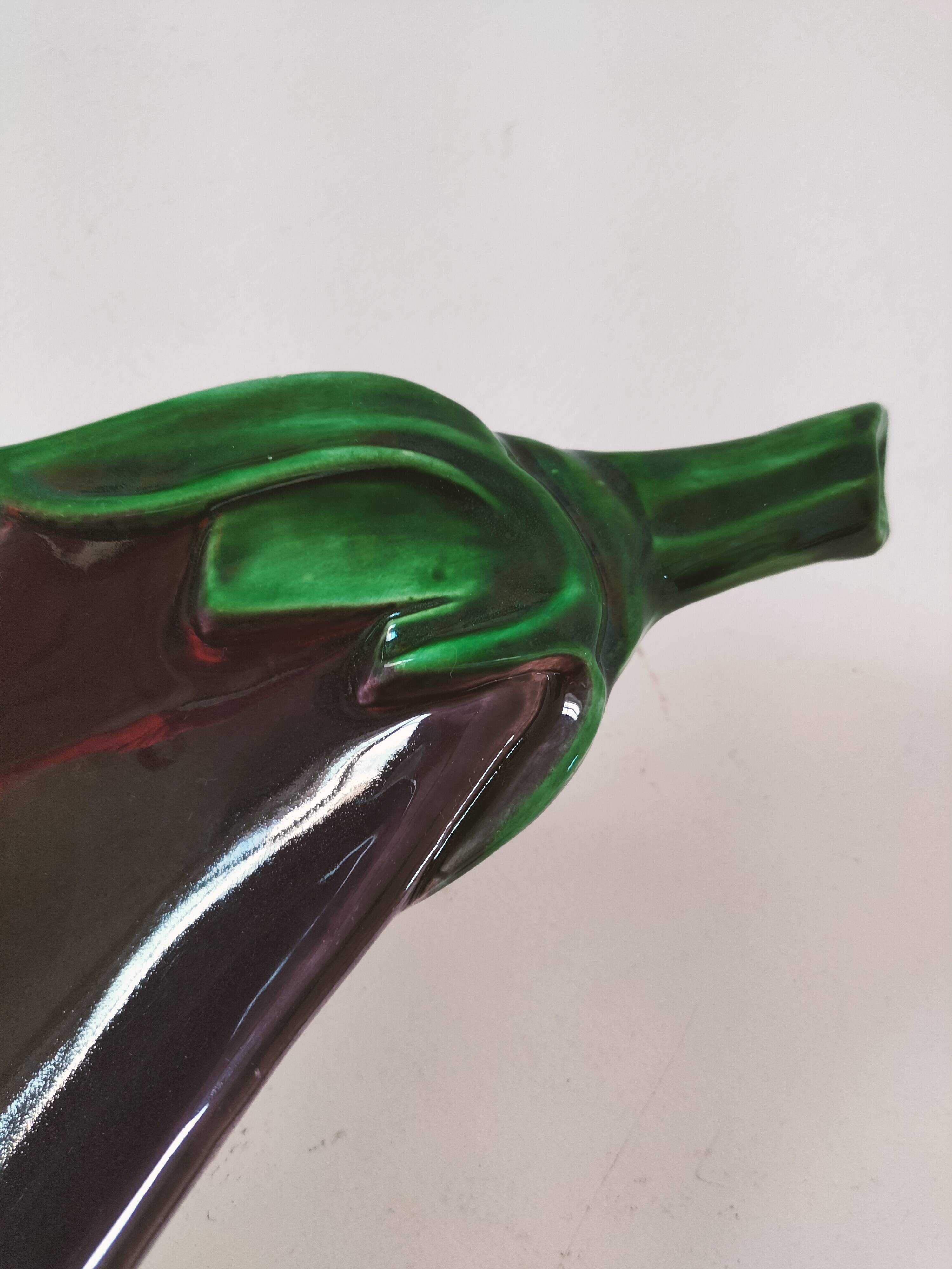 Italian ceramic glossy aubergine bowl – 1960s