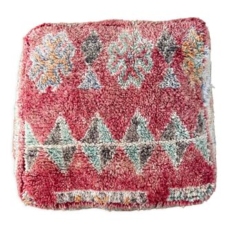 Moroccan Berber pouf colored in Terracotta wool