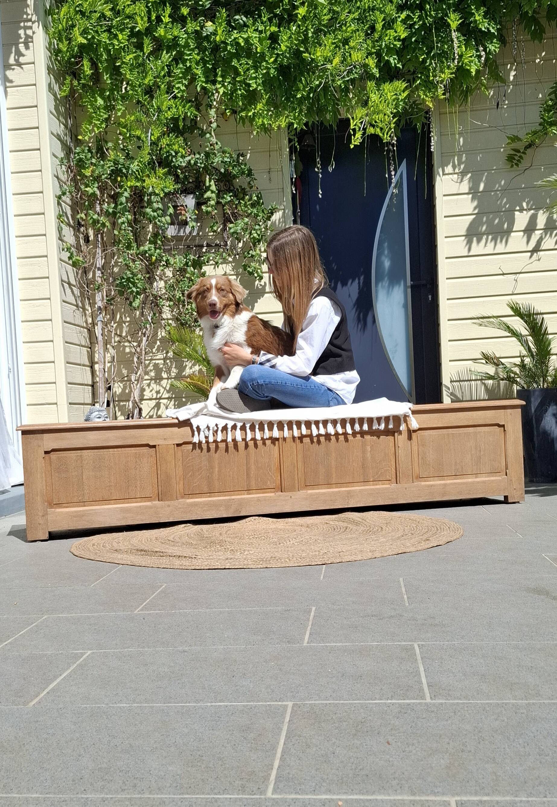 Renovated oak storage bench
