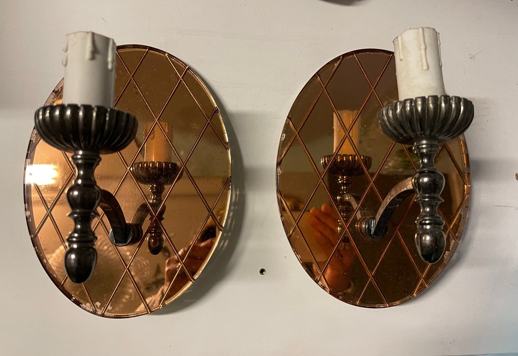 Vintage italian mirrored glass sconces