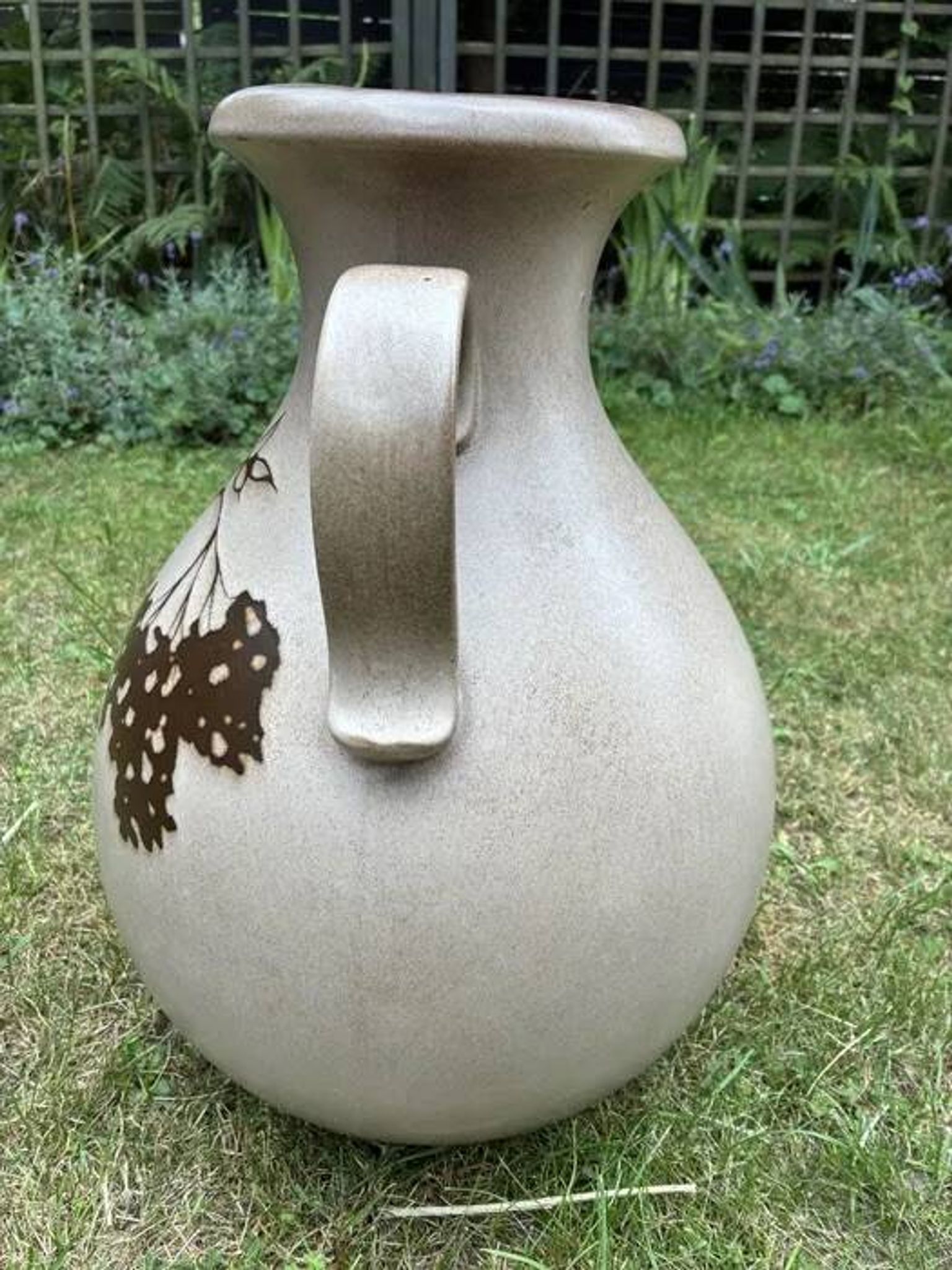 Vase en céramique Scheurich 495-48, décor floral, années 1970