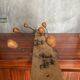 Old wooden wall coat rack + 3 wrought iron hooks & vintage wooden ball