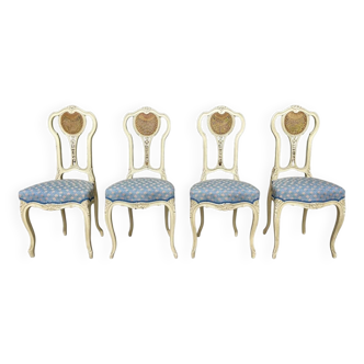 Suite of 4 Louis XV Style Lacquered Chairs