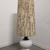 Floor lamp in white glazed stoneware with wool lampshade, 1960s-70s