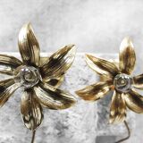Paire de lampes en laiton massif de style Hollywood Regency belge des années 1970