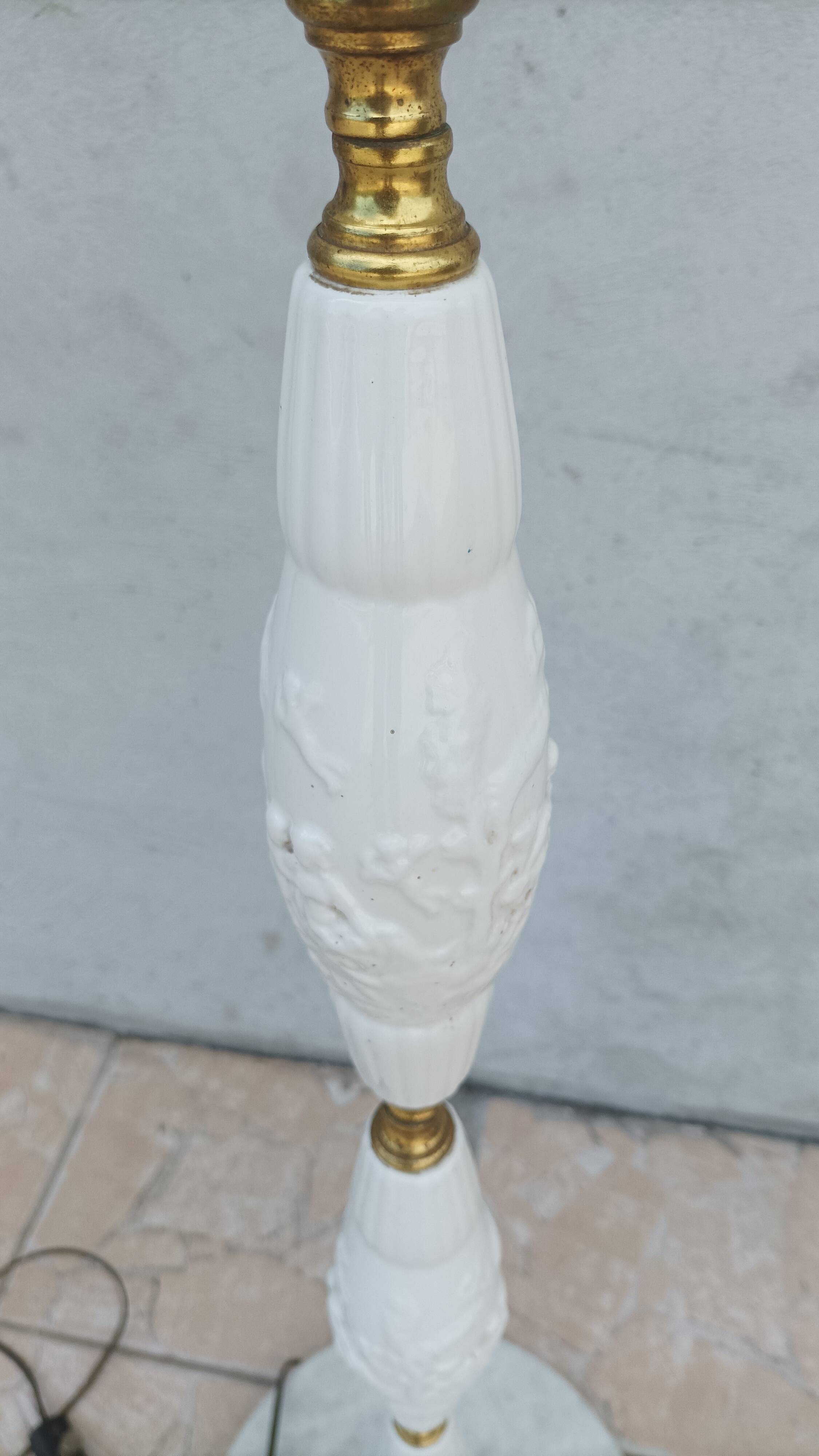 Halogen floor lamp from the 60s in marble ceramic and brass