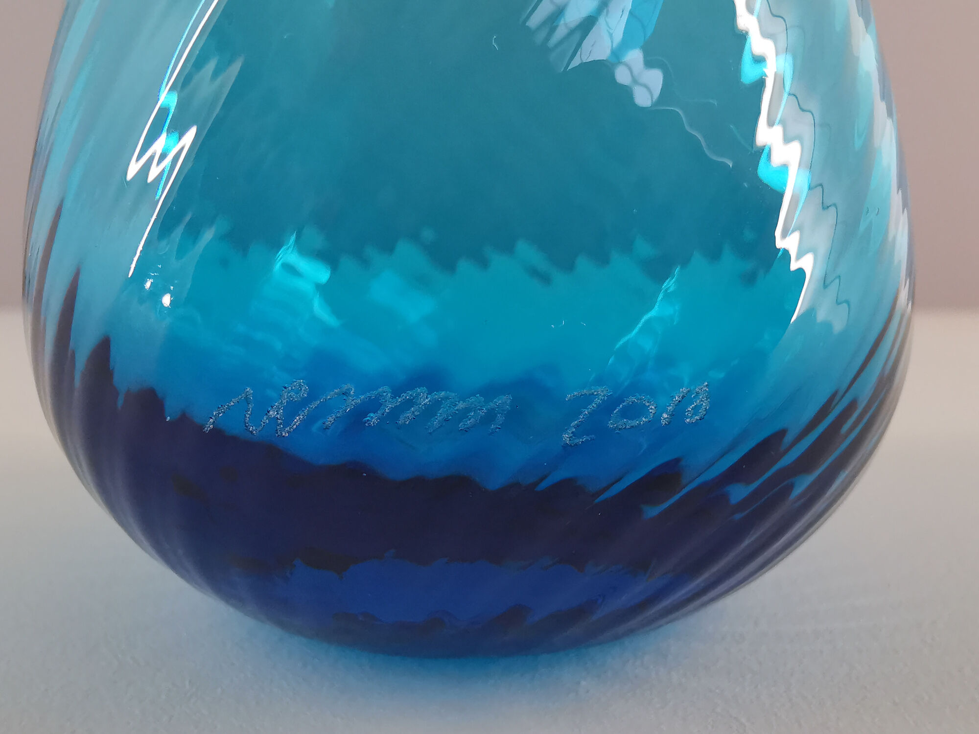 Blue blown glass vase from Venini