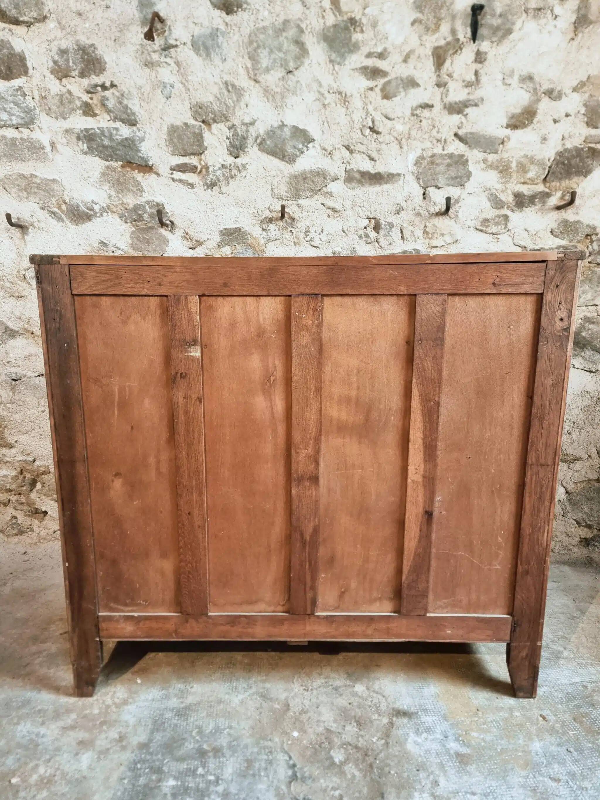 French Art Deco walnut sideboard with marble top, 1920s